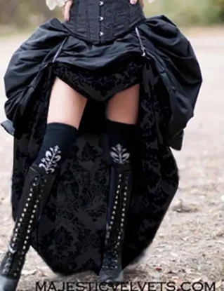 Ready to ship 2 SKIRTS. Double Bustle DAMASK Black&Black. Steampunk Victorian Taffeta Skirt Costume for Cosplay by MajesticVelvets steampunk buy now online