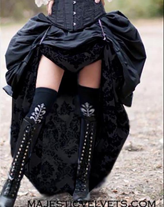 Ready to ship 2 SKIRTS. Double Bustle DAMASK Black&Black. Steampunk Victorian Taffeta Skirt Costume for Cosplay by MajesticVelvets steampunk buy now online