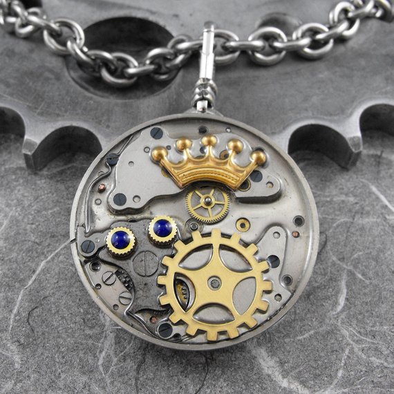 Reversible Regal Pocket Watch Pendant Necklace - The Careful and Loving Monarch by COGnitive Creations by COGnitiveCreations steampunk buy now online