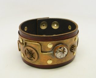 SALE...Steampunk leather cuff bracelet. by slotzkin steampunk buy now online