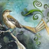 SALE! To Mechanise a Mockingbird: Fine Art Watercolour Bird Print (Discontinued) by ClockworkArtShop steampunk buy now online