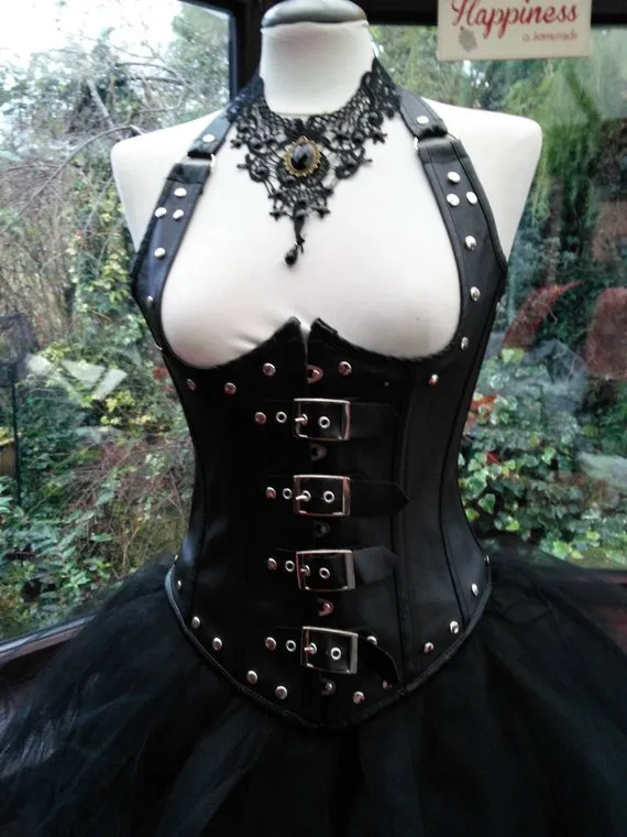 Small size Leather look underbust buckled studded steampunk victorian corset dress goth day of the dead tutu skirt separate to the corset by steampunkageboho steampunk buy now online Small size Leather look underbust buckled studded steampunk victorian corset dress goth day of the dead tutu skirt separate to the corset by steampunkageboho steampunk buy now online