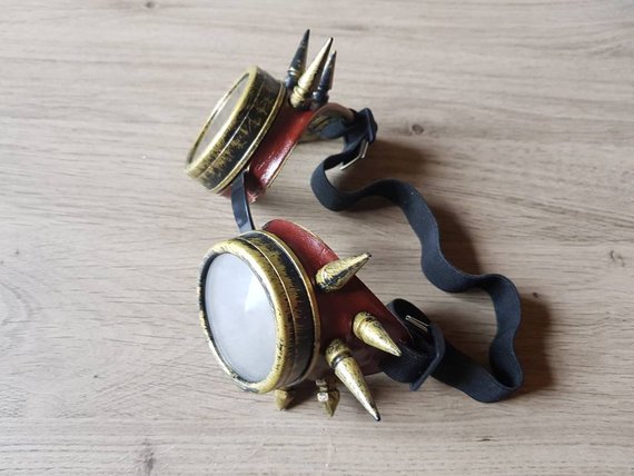 Steampunk goggles with leather finish by Preymel steampunk buy now online