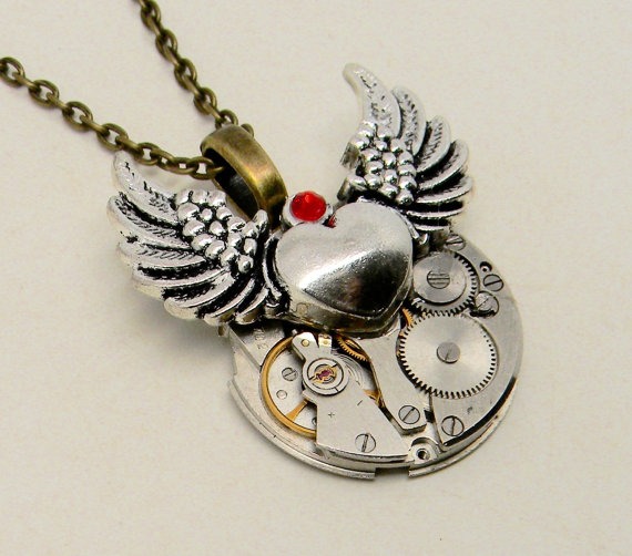 Steampunk jewelry. Steampunk watch with heart and wings. by slotzkin steampunk buy now online