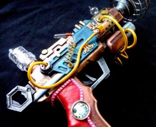 STEAMPUNK Nautilus Ray gun, working light, leather handle, metallic colours, cables, fantasy weapon, cosplay or display by YorkshirePhoenixArts steampunk buy now online
