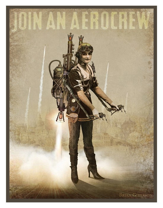 Steampunk Vintage Ad Series - Join An Aerocrew - Art Print by Brian Giberson by indigolights steampunk buy now online