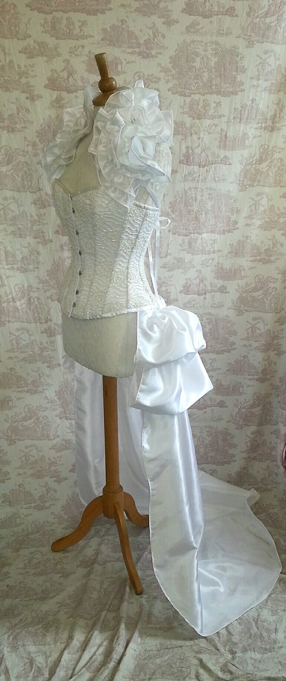 Wedding White SALOON GIRL Long Burlesque Luxe Saloon Bustle STEAMPUNK by GothicBurlesque steampunk buy now online