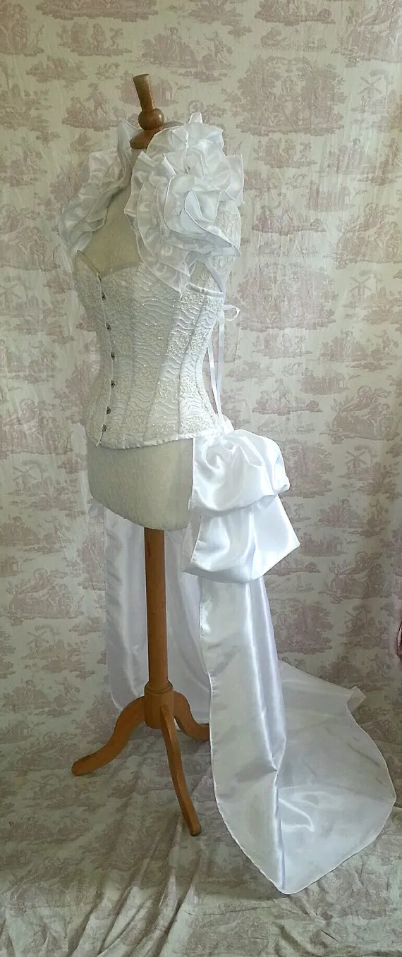 Wedding White SALOON GIRL Long Burlesque Luxe Saloon Bustle STEAMPUNK by GothicBurlesque steampunk buy now online