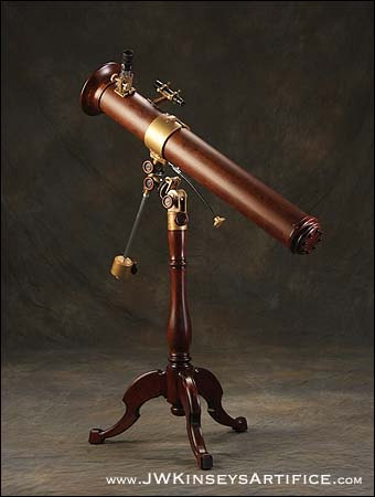 A handmade Steampunk Newtonian Reflecting Telescope in stained cherry by JWKinseysArtifice steampunk buy now online