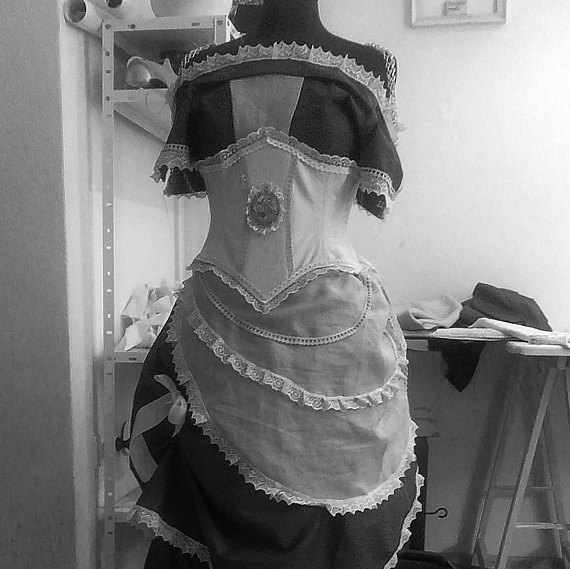Beautiful Steampunk Wedding Dress Set with included leather corset and underskirt by IncognitoDesignArt steampunk buy now online