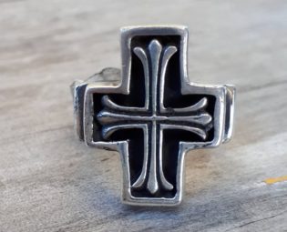 cross ring long chunky solid sterling silver cross by JewelrywitAttitude steampunk buy now online