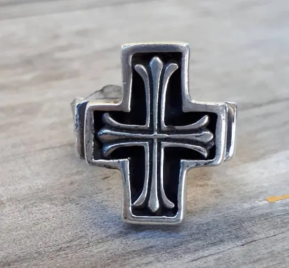 cross ring long chunky solid sterling silver cross by JewelrywitAttitude steampunk buy now online cross ring long chunky solid sterling silver cross by JewelrywitAttitude steampunk buy now online