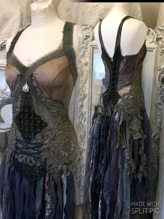 Gothic wedding dress, brown and dark blue wedding dress , goth dress,Witches dress,Trashed wedding dress , ragged wedding dress , rawrags by RAWRAGSbyPK steampunk buy now online Gothic wedding dress, brown and dark blue wedding dress , goth dress,Witches dress,Trashed wedding dress , ragged wedding dress , rawrags by RAWRAGSbyPK steampunk buy now online