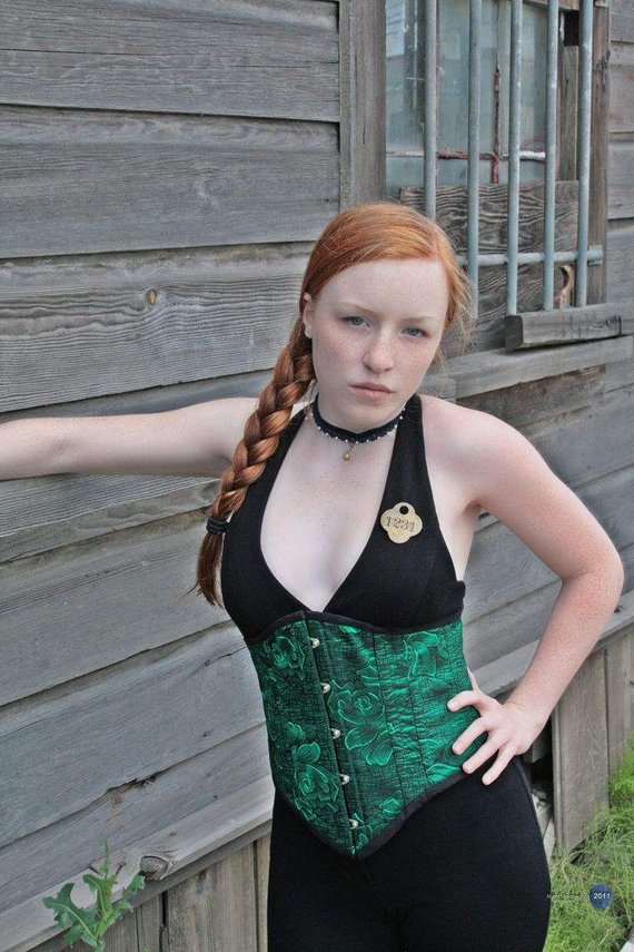 Green and Black Taffeta Underbust by AthanasiaDesigns steampunk buy now online