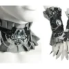 Silver gray fabic jewelry set - Ruffle choker necklace, Fantasy cuff bracelet design, Victorian Neck corset with spikes, Floral black lace by Vilindery steampunk buy now online Silver gray fabic jewelry set - Ruffle choker necklace, Fantasy cuff bracelet design, Victorian Neck corset with spikes, Floral black lace by Vilindery steampunk buy now online