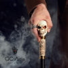 Skull Walking Stick Cane Staff Folding (3 sections) Goth Style Art Stone Casted Knob Handle Brass tip Walking Cane Stick for men steampunk by GCArtis steampunk buy now online