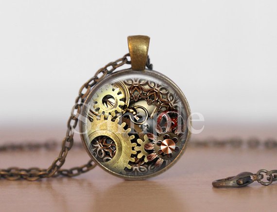 Steampunk Clock Gears Jewelry, Clock and Gears Pendant, Clock and Gears Necklace, Clock and Gears Charm, Steampunk Jewelry(Not actual Clock) by horatiomcgillicuddy steampunk buy now online
