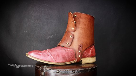 Steampunk Gaiters - Leather Half Chaps - Hiking gaiters -Leather Spats by DieselpunkRo steampunk buy now online