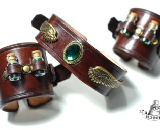 Steampunk jewelry set of a choker and two cuffs. by TimmyHog steampunk buy now online