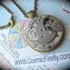 Steampunk Necklace Pendant With Round Antique Swiss Non Working Vintage Watch Movement Antiqued Brass Metal Steampunk Jewelry by CosmicFirefly steampunk buy now online