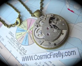 Steampunk Necklace Pendant With Round Antique Swiss Non Working Vintage Watch Movement Antiqued Brass Metal Steampunk Jewelry by CosmicFirefly steampunk buy now online