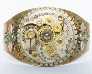 Steampunk Pocket Watch & Bees Wrist Cuff, Steampunk Bracelet, Steampunk Cuff, Steampunk Watch Bracelet, Steampunk Bee Bracelet BR18 by RavensSecretStash steampunk buy now online