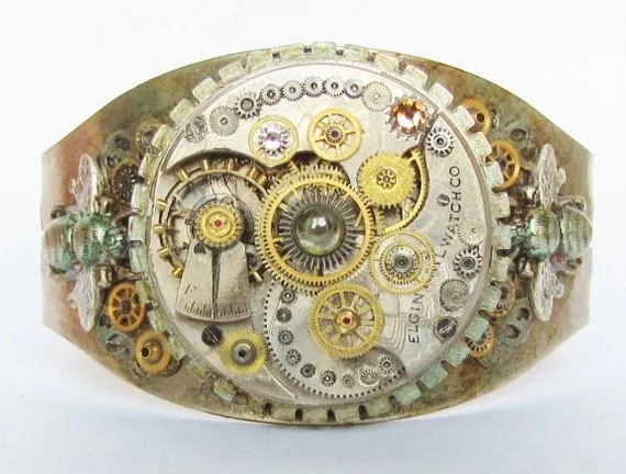 Steampunk Pocket Watch & Bees Wrist Cuff, Steampunk Bracelet, Steampunk Cuff, Steampunk Watch Bracelet, Steampunk Bee Bracelet BR18 by RavensSecretStash steampunk buy now online Steampunk Pocket Watch & Bees Wrist Cuff, Steampunk Bracelet, Steampunk Cuff, Steampunk Watch Bracelet, Steampunk Bee Bracelet BR18 by RavensSecretStash steampunk buy now online