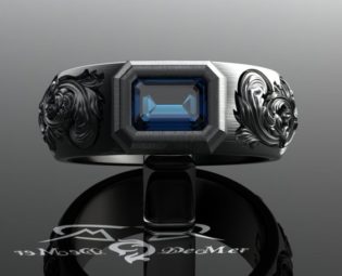 Tardis London Blue Topaz Men's Victorian Steampunk Silver Wedding Band Ring. Amethyst, Garnet, Peridot, and Sapphire Also Available. Gothic by DeMerJewelry steampunk buy now online