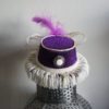 Beautiful One Of A Kind Purple Mini Top Hat Fascinator With Striped Organza Ribbon Band And Bow, Fringed Braid Edge, Vintage Button Detail by IndustriousImaginare steampunk buy now online