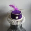Beautiful One Of A Kind Purple Mini Top Hat Fascinator With Striped Organza Ribbon Band And Bow, Fringed Braid Edge, Vintage Button Detail by IndustriousImaginare steampunk buy now online Beautiful One Of A Kind Purple Mini Top Hat Fascinator With Striped Organza Ribbon Band And Bow, Fringed Braid Edge, Vintage Button Detail by IndustriousImaginare steampunk buy now online