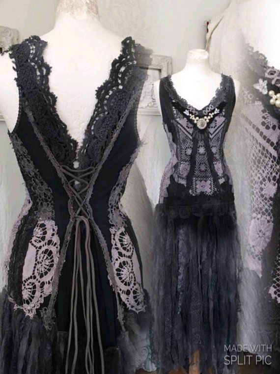 Gothic wedding dress, black and dark blue wedding dress , goth dress,Witches dress,Trashed black dress , ragged black dress , rawrags we by RAWRAGSbyPK steampunk buy now online