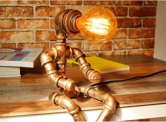 LamppoDesign Creative Robot Industrial Bedside Light/Gift for Man/Desk Accessories Lamp/Vintage Steampunk Sconce by LamppoDesign steampunk buy now online