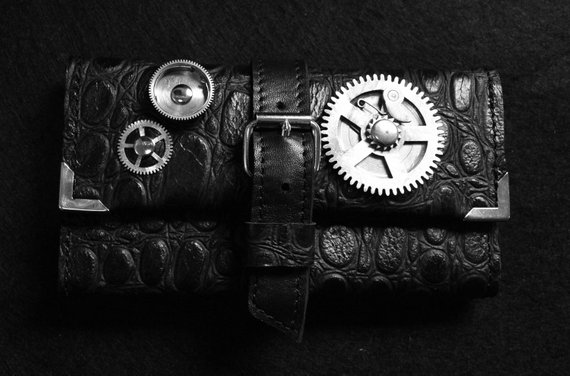 Leather steampunk tobacco case/pouch by IncognitoDesignArt steampunk buy now online