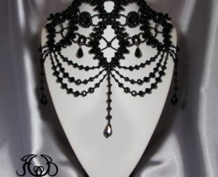 Neck Shoulder Necklace Gothic Statement Choker Neck corset Black Necklace Victorian Chocker Black Lace Neck Corset Gothic Choker Beaded by JewelryFashionArt steampunk buy now online