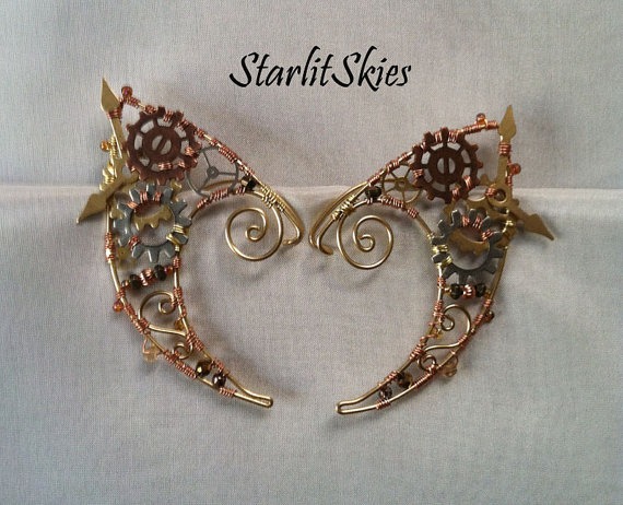 Steampunk Fairy Elf Ears in Copper and Brass by StarlitSkies steampunk buy now online