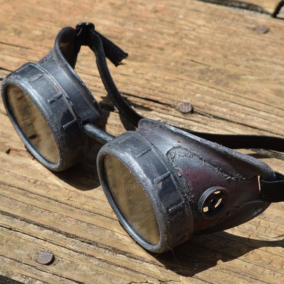 Steampunk Goggles Distressed Victorian Optic Conductors Motorcycle Mad Scientist Biker Cosplay by HGBrasswell steampunk buy now online
