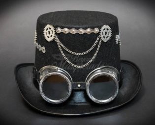 Steampunk Hat Black , Steampunk Goggle, Steampunk Gears, Steampunk Chains, Steampunk Accessories by 4everstore steampunk buy now online