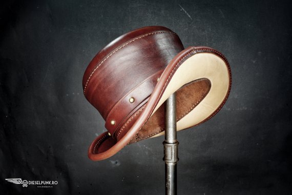 Steampunk Hat - Top Hat - Leather Hat by DieselpunkRo steampunk buy now online