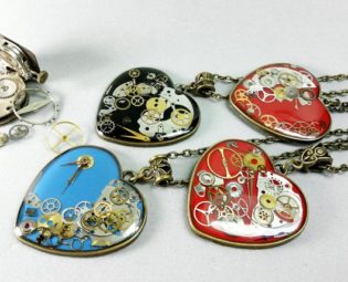 Steampunk Heart Pendant, Love pendant, Resin heart necklace, Watch Parts, Clockwork Necklace Upcycled Industrial Steampunk Jewelry by ByEmilyRay steampunk buy now online