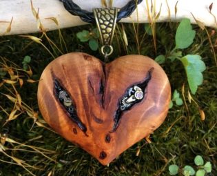 Steampunk Heart - wooden heart necklace clockwork heart steampunk heart pendant pyrography art wood burned necklace wood jewelry cogs gears by IonaWoodArt steampunk buy now online