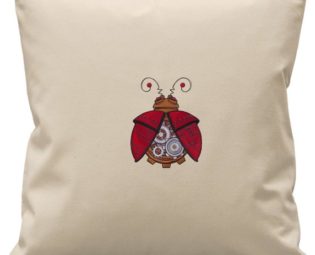 Steampunk Ladybird Ladybug Embroidered Canvas Cushion Cover by RekindledLove steampunk buy now online