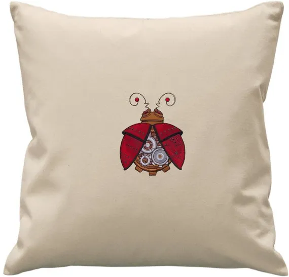 Steampunk Ladybird Ladybug Embroidered Canvas Cushion Cover by RekindledLove steampunk buy now online Steampunk Ladybird Ladybug Embroidered Canvas Cushion Cover by RekindledLove steampunk buy now online