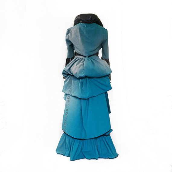 Steampunk Teal and Black bustle skirt and jacket, halloween, custom cosplay commissions. Ready for despatch Clearance sale. by KaronsKoutureCostume steampunk buy now online