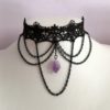 Amethyst Choker Black Gothic Choker Gem Choker Lace Chains Necklace Jewelry Halloween by LilacatDesigns steampunk buy now online