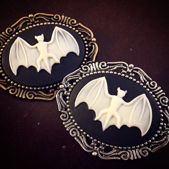 Bat Cameo Brooch / Pick your Finish / Gothic Halloween Steampunk Victorian Costume Cosplay Bat Lady Goth Bat Lover Gift Wedding Pin Bouquet by lydiasvintage steampunk buy now online