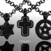Black diamond Cross, Star of David, or Pentacle. Blackout diamonds and black sterling silver brogue pendants. DeMer Jewelry originals. by DeMerJewelry steampunk buy now online