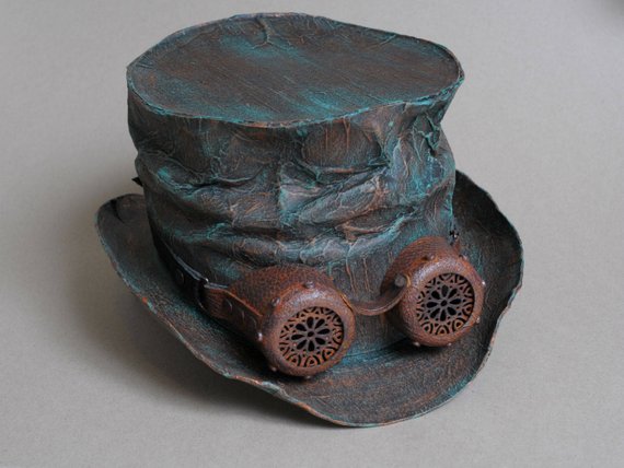Full size Festival Top Hat with Goggles Set Hat and Goggles Cyberpunk Steampunk TopHat Dressy Hipster Clothing Geek Dieselpunk Costume Hat by SteampunkHatMaker steampunk buy now online