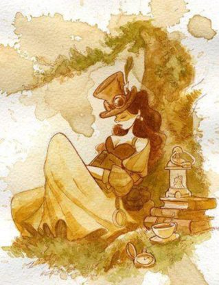 Librarian Tea Girl print - Various Sizes by BrianKesinger steampunk buy now online