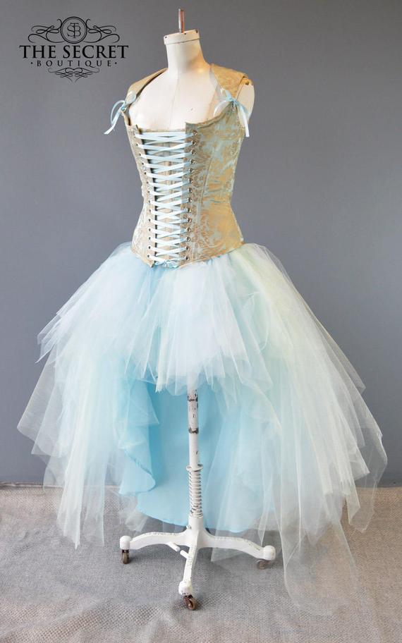 Light blue tulle skirt, beautiful high low tutu by thesecretboutique steampunk buy now online