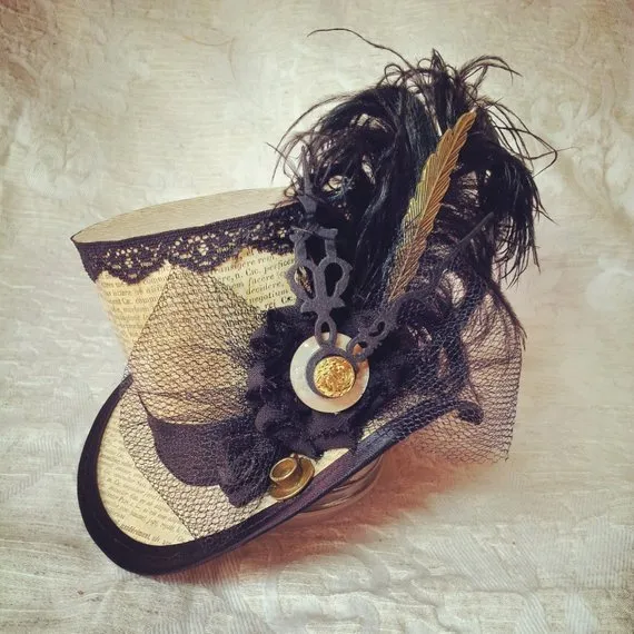 Mad Hatter, Alice in Wonderland, Steampunk Hat, Mini Top Hat, Tea Party, Sherlock, Gothic Hat, Lolita, Cosplay, Women Steampunk Hats, Writer by OohLaLaBoudoir steampunk buy now online Mad Hatter, Alice in Wonderland, Steampunk Hat, Mini Top Hat, Tea Party, Sherlock, Gothic Hat, Lolita, Cosplay, Women Steampunk Hats, Writer by OohLaLaBoudoir steampunk buy now online